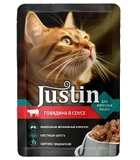 Justin Консервы для кошек (Говядина в соусе)